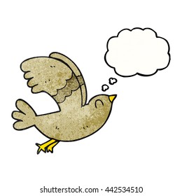 freehand drawn thought bubble textured cartoon bird