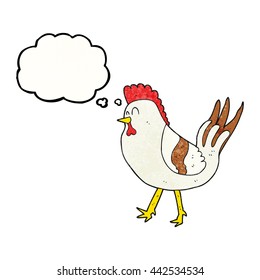 freehand drawn thought bubble textured cartoon chicken