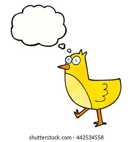 freehand drawn thought bubble textured cartoon bird