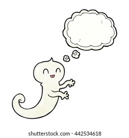 freehand drawn thought bubble textured cartoon ghost