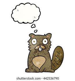 freehand drawn thought bubble textured cartoon beaver