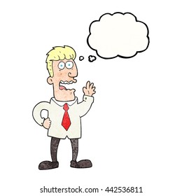 freehand drawn thought bubble textured cartoon businessman