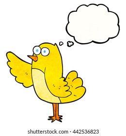 freehand drawn thought bubble textured cartoon bird