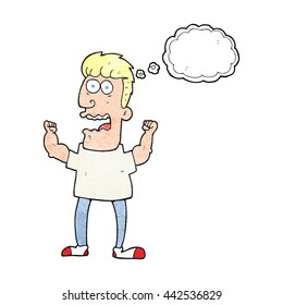 freehand gezeichnete Gedankenblase strukturierte Cartoon betonte Mann
