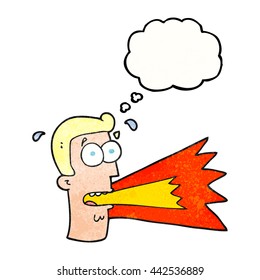 freehand drawn thought bubble textured cartoon shouting man