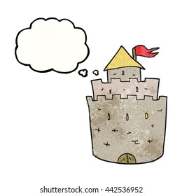 burbuja de pensamiento dibujada a mano libre textura de caricatura castillo