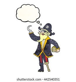 freehand drawn thought bubble textured cartoon pirate captain