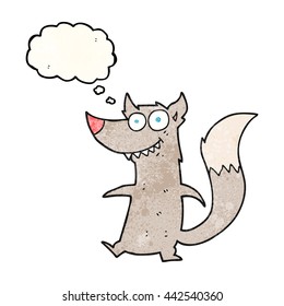 frittierter Gedankenblase strukturierter Cartoon-Wolf