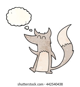 freehand drawn thought bubble textured cartoon little wolf