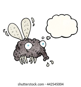 freehand drawn thought bubble textured cartoon fly