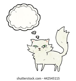 freehand drawn thought bubble textured cartoon cat