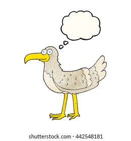 freehand drawn thought bubble textured cartoon seagull