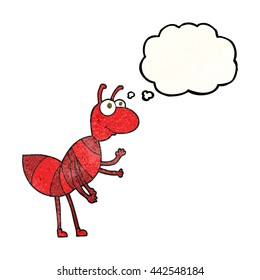 freehand drawn thought bubble textured cartoon ant