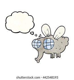 freehand drawn thought bubble textured cartoon fly