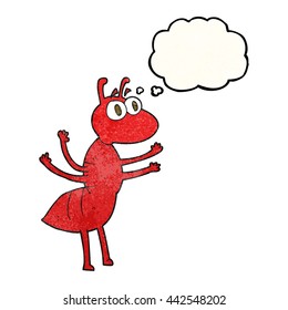 freehand drawn thought bubble textured cartoon ant