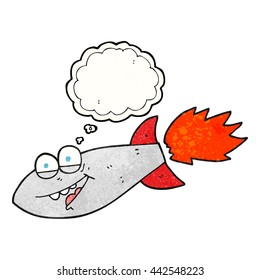 freehand drawn thought bubble textured cartoon missile