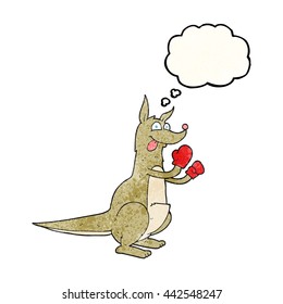 freehand drawn thought bubble textured cartoon boxing kangaroo