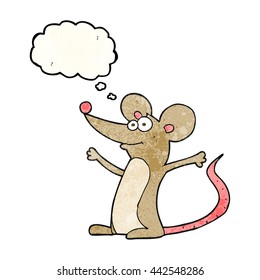 ratón de dibujos animados con textura de burbuja de pensamiento dibujado a mano libre