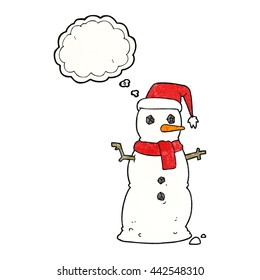 burbuja de pensamiento dibujada a mano libre texturizado caricatura de muñeco de nieve
