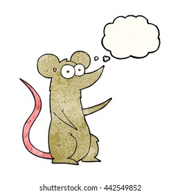 freehand drawn thought bubble textured cartoon mouse