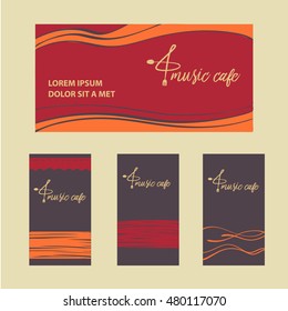 Freehand drawn vector logo music cafe with style line the treble clef . Element of design template for corporate identity, poster, banner, menu of restaurant, bar. 