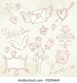 freehand elements with love / doodles set / vector illustration