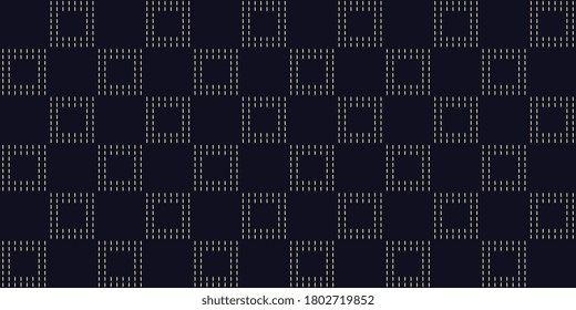 Freehand embroidered checkerboard pattern kantha boro style micro stitch line drawn texture. Simplicity concept artistic design jacquard embroidery for apparel textile, denim jeans cloth, bag, package