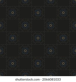 Freehand embroidered motif pattern kantha boro ethnic style mini stitch line geo background. Simplicity concept artistic design embroidery denim jeans cloth, bags. Textile swatch all over print block.