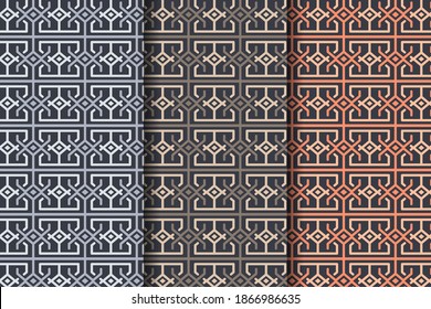 Freehand embroidered small seamles pattern kantha boro ethnic style micro stitch line drawn texture. Simplicity concept artistic design. blue background with blue, brown and orange ornament selected