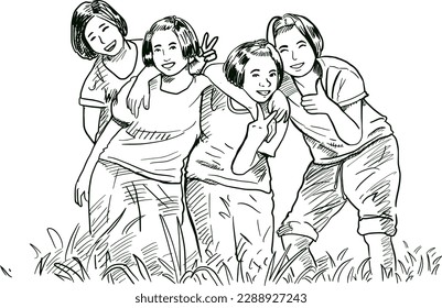 Freehand file vector drawing characterizes the coexistence of loving and intimate friends.