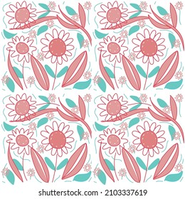 vector de patrón sin fisuras de flores de mano libre