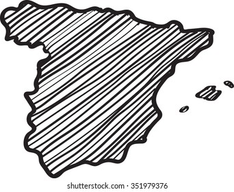 Freehand German map sketch on white background. Vector illustration.