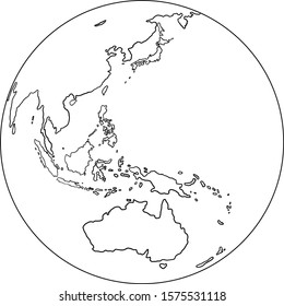 Freehand globe world map sketch on white background. 