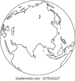 Freehand globe world map sketch on white background. 