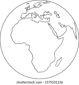 Freehand globe world map sketch on white background. 