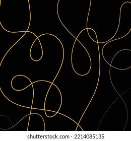 Textura De Líneas De Oro A Mano Libre En Fondo Negro