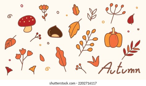 Freehand graphic elements Autumn, concept, and vector lines.