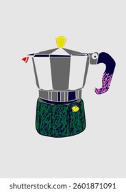 A freehand graphic illustration of essential coffee and tea equipment in a cozy style.
