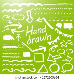 Freehand hand drawn material set of various lines and patterns