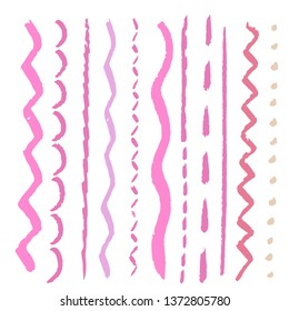 Freehand hand drawn material set of various lines and patterns