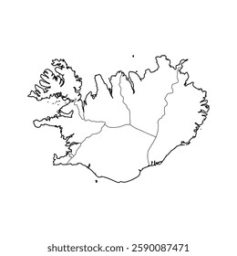 Freehand Iceland map sketch on white background