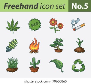 Freehand icon set - ecology