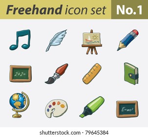 Freehand icon set - school