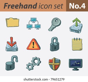 Freehand icon set - security