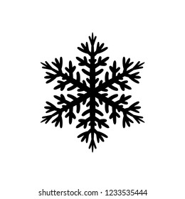 Freehand icon of a snowflake. Simple black vector illustration on white background