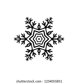 Freehand icon of a snowflake. Simple black vector illustration on white background