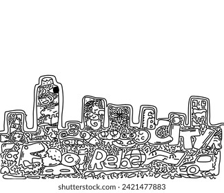 freehand and icons set web art cupcake relax city, car, sun, flower, paper, small monster, candy, white, hand drawn, doodles vector, cute, book, drawing, coffee, illustration, doodle hand vector desig