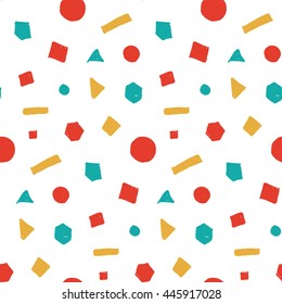 freehand illustration random irregular geometric shapes brush vector seamless pattern