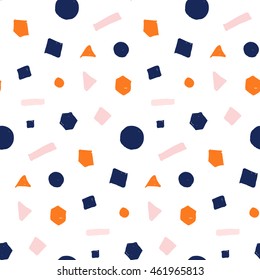 freehand illustration random irregular geometric shapes brush vector seamless pattern
