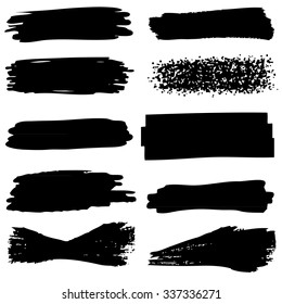 Freehand illustration of set of grunge banners on white background, doodle hand drawn